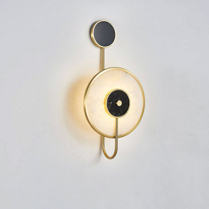 Contemporary Nordic Round Iron Marble LED Wall Sconce Lamp For Bedroom