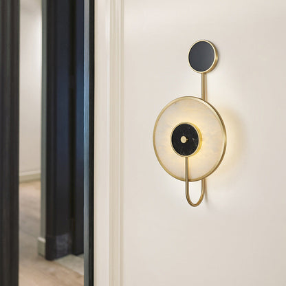 Contemporary Nordic Round Iron Marble LED Wall Sconce Lamp For Bedroom
