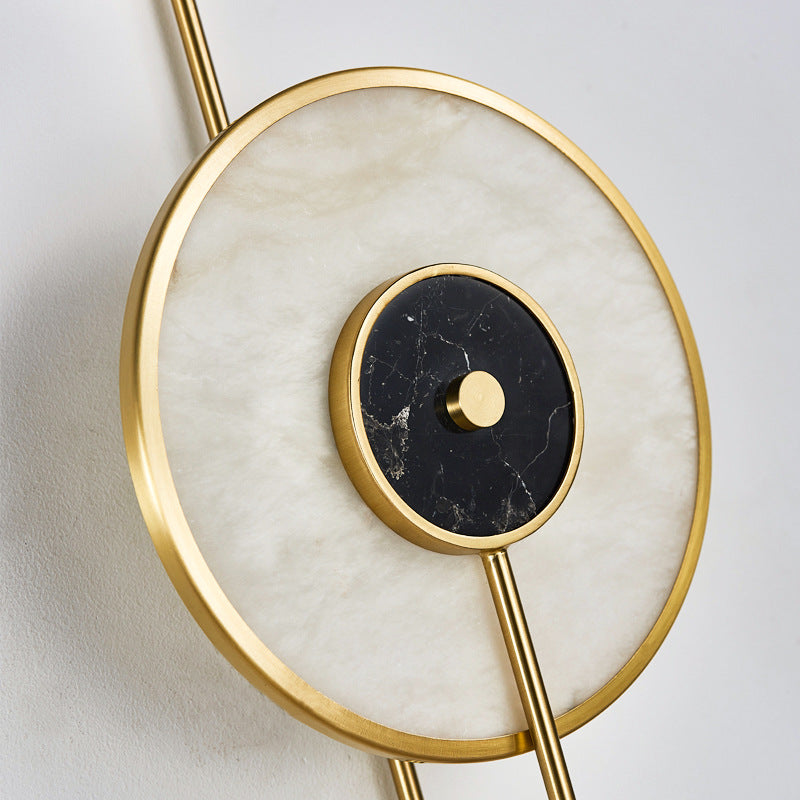 Contemporary Nordic Round Iron Marble LED Wall Sconce Lamp For Bedroom