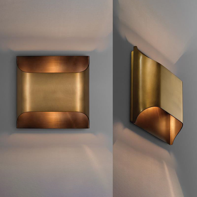 Modern Luxury Square Copper 1-Light Wall Sconce Lamp For Living Room