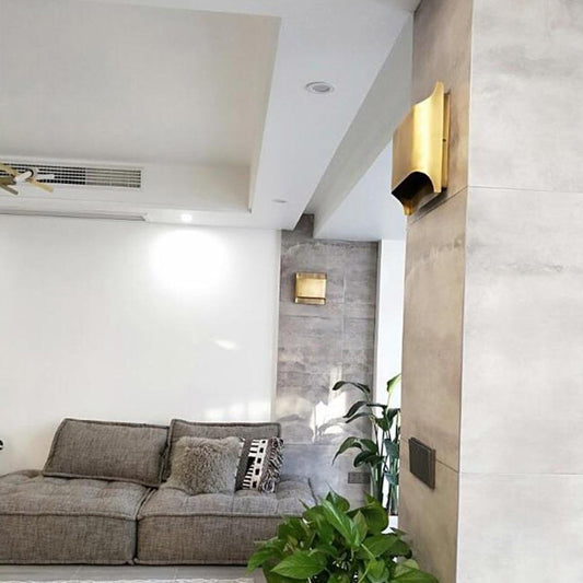 Modern Luxury Square Copper 1-Light Wall Sconce Lamp For Living Room