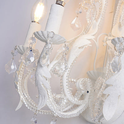 Traditional Vintage Candle Iron Crystal Glass 3-Light Wall Sconce Lamp For Living Room