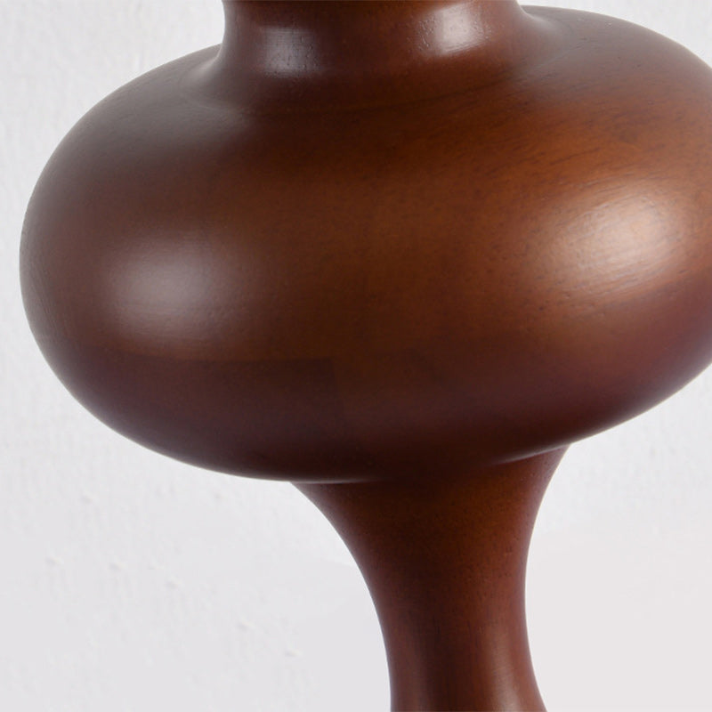 Traditional Vintage Frustum Cone Oak Fabric 1-Light Table Lamp For Bedroom