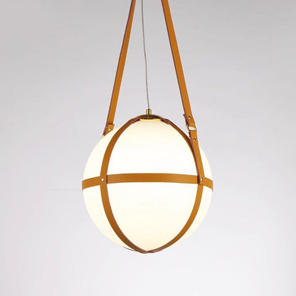 Modern Minimalist Globe Leather Iron 1-Light Pendant Light For Bedroom