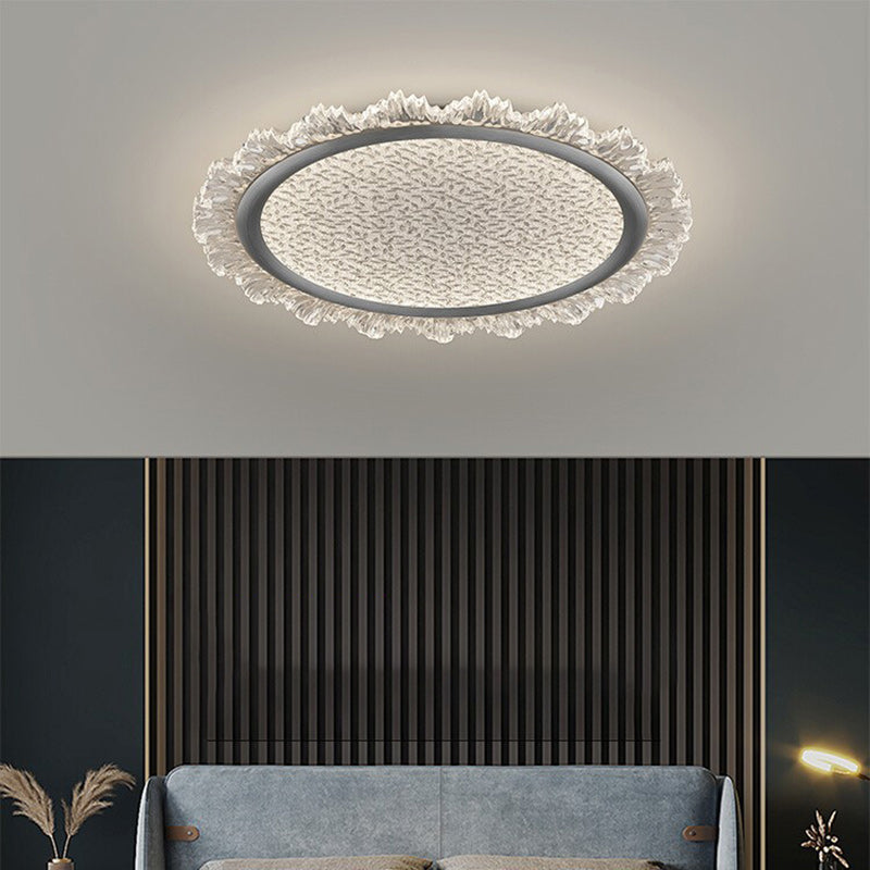 Modern Luxury Transparent Round Aluminum Acrylic LED Flush Mount Ceiling Light For Bedroom