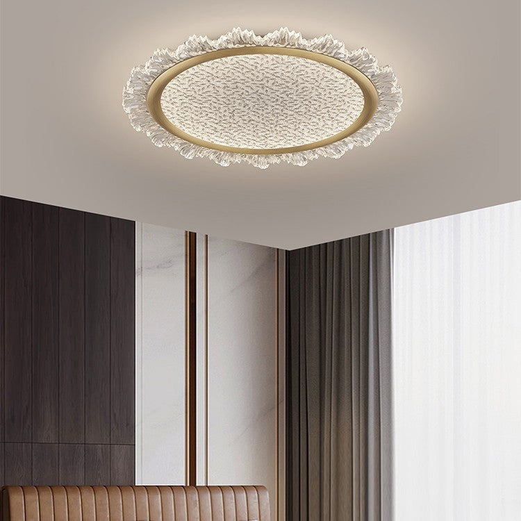 Modern Luxury Transparent Round Aluminum Acrylic LED Flush Mount Ceiling Light For Bedroom