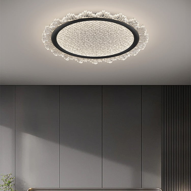 Modern Luxury Transparent Round Aluminum Acrylic LED Flush Mount Ceiling Light For Bedroom