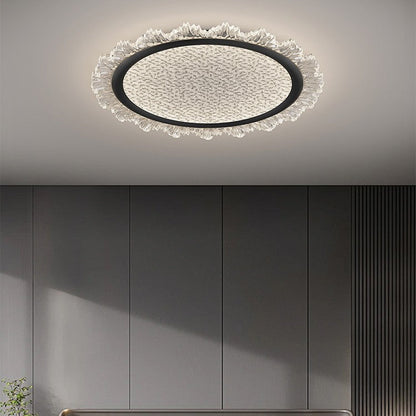 Modern Luxury Transparent Round Aluminum Acrylic LED Flush Mount Ceiling Light For Bedroom