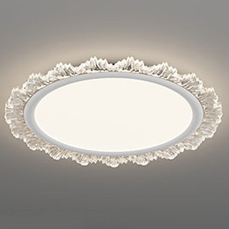 Modern Luxury Transparent Round Aluminum Acrylic LED Flush Mount Ceiling Light For Bedroom