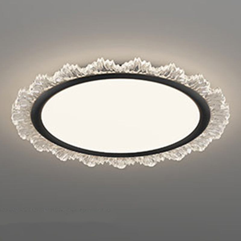 Modern Luxury Transparent Round Aluminum Acrylic LED Flush Mount Ceiling Light For Bedroom