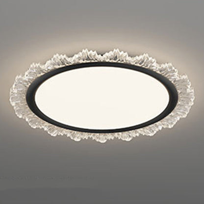 Modern Luxury Transparent Round Aluminum Acrylic LED Flush Mount Ceiling Light For Bedroom
