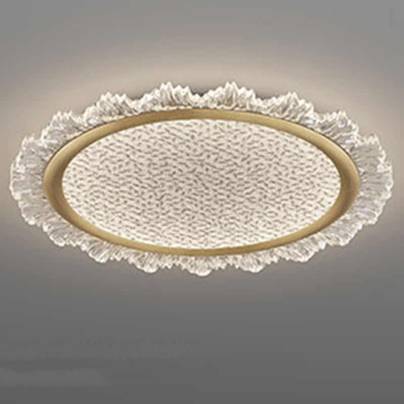 Modern Luxury Transparent Round Aluminum Acrylic LED Flush Mount Ceiling Light For Bedroom