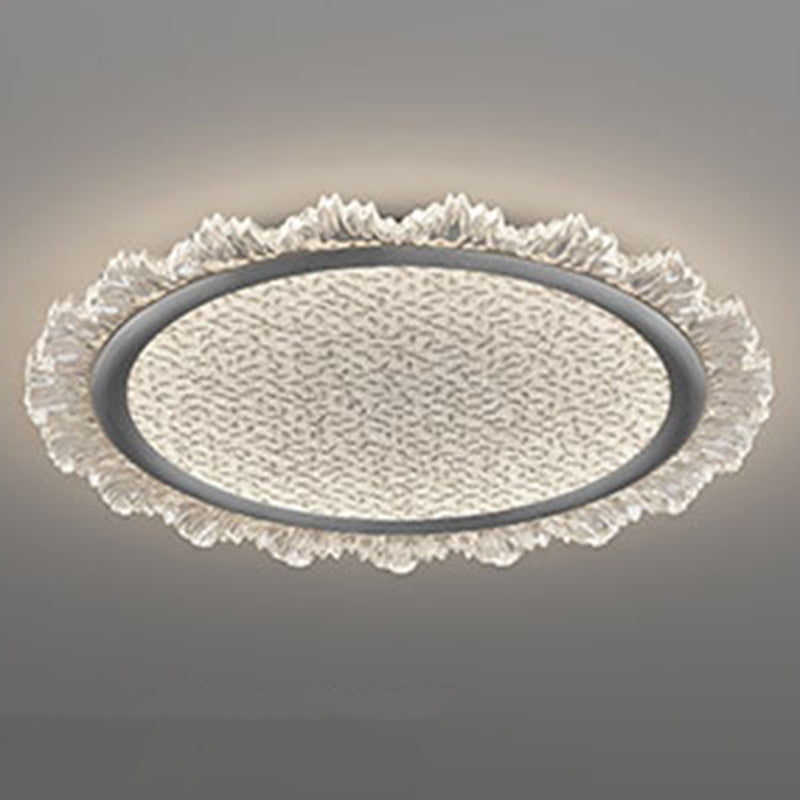 Modern Luxury Transparent Round Aluminum Acrylic LED Flush Mount Ceiling Light For Bedroom