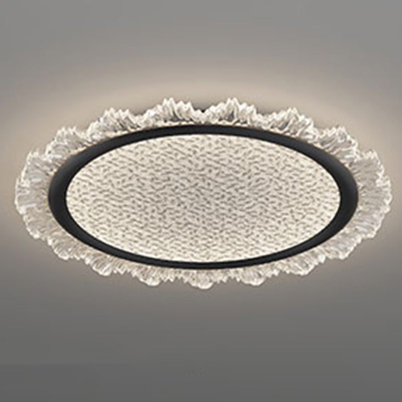 Modern Luxury Transparent Round Aluminum Acrylic LED Flush Mount Ceiling Light For Bedroom