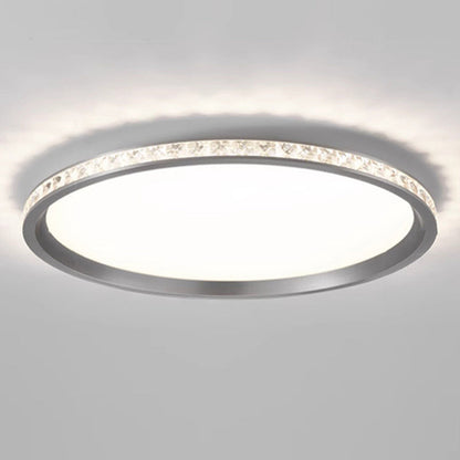 Modern Simplicity Round Aluminum Crystal Metal LED Flush Mount Ceiling Light For Bedroom