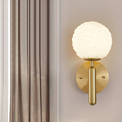 Contemporary Nordic Sphere Copper Glass 1-Light Wall Sconce Lamp For Bedroom