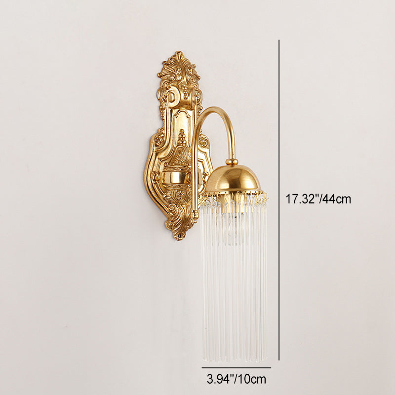 Traditional European Dome Copper Glass 1/2 Light Wall Sconce Lamp For Living Room