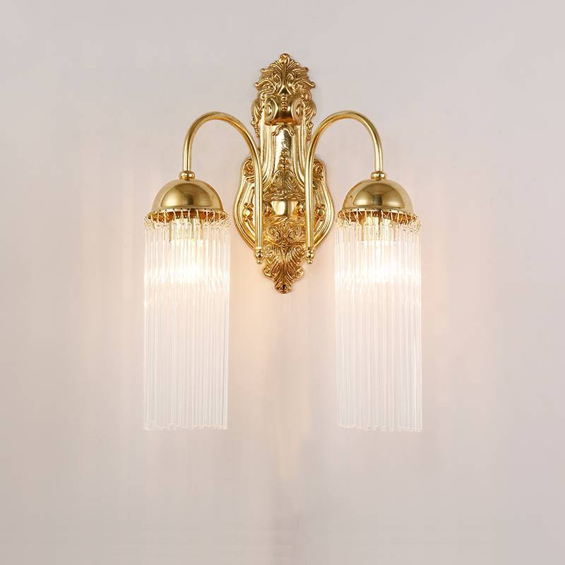 Traditional European Dome Copper Glass 1/2 Light Wall Sconce Lamp For Living Room