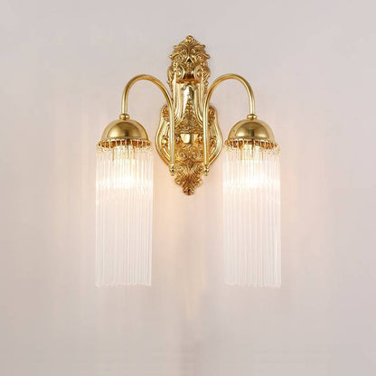 Traditional European Dome Copper Glass 1/2 Light Wall Sconce Lamp For Living Room