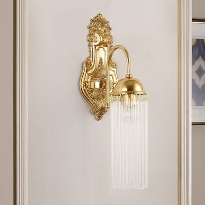 Traditional European Dome Copper Glass 1/2 Light Wall Sconce Lamp For Living Room