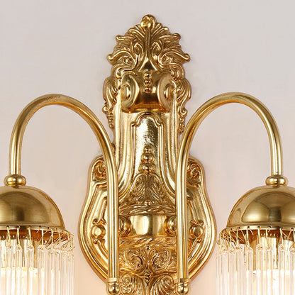 Traditional European Dome Copper Glass 1/2 Light Wall Sconce Lamp For Living Room
