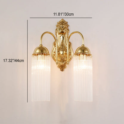 Traditional European Dome Copper Glass 1/2 Light Wall Sconce Lamp For Living Room