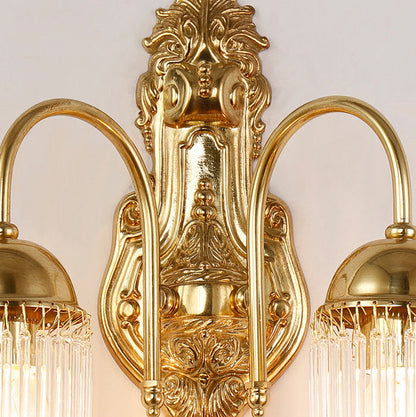 Traditional European Dome Copper Glass 1/2 Light Wall Sconce Lamp For Living Room