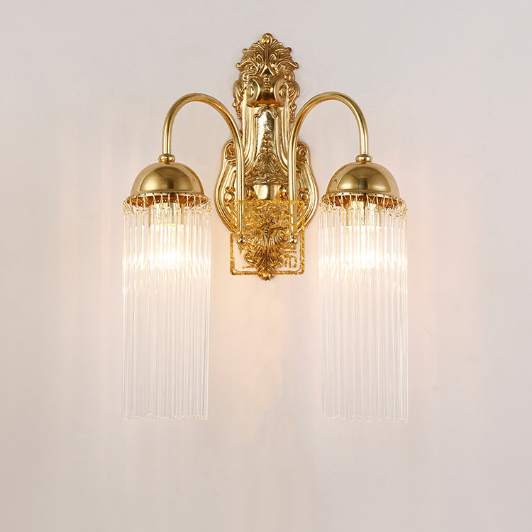 Traditional European Dome Copper Glass 1/2 Light Wall Sconce Lamp For Living Room