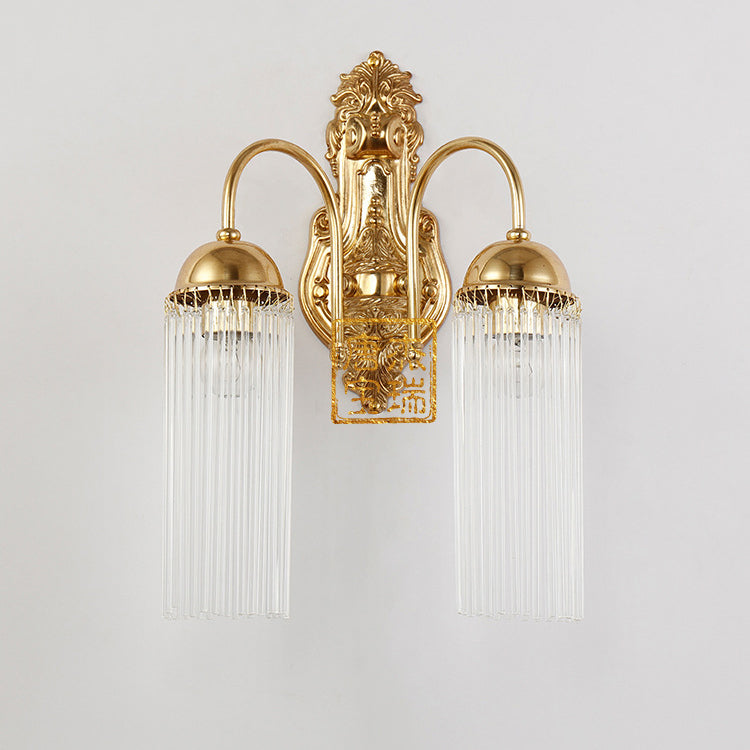 Traditional European Dome Copper Glass 1/2 Light Wall Sconce Lamp For Living Room