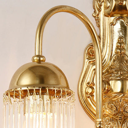 Traditional European Dome Copper Glass 1/2 Light Wall Sconce Lamp For Living Room