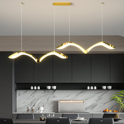 Modern Luxury Seagull Curved Iron Acrylic LED Chandelier Island Light For Dining Room