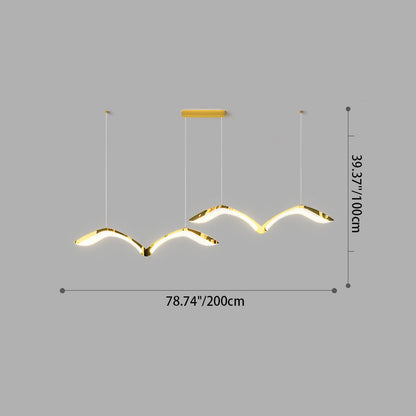 Modern Luxury Seagull Curved Iron Acrylic LED Chandelier Island Light For Dining Room