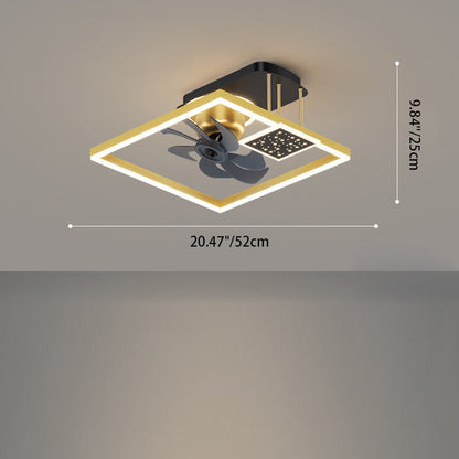 寝室用 北欧風 スクエア型 アイアン アルミ アクリル LED セミフラッシュマウント シーリングファンライト