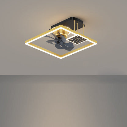 寝室用 北欧風 スクエア型 アイアン アルミ アクリル LED セミフラッシュマウント シーリングファンライト