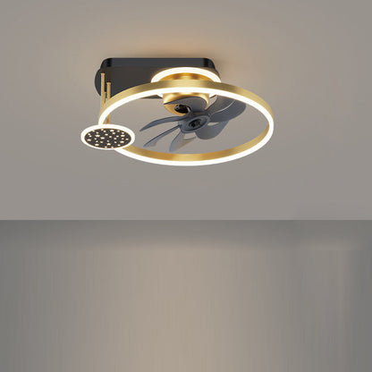 寝室用 北欧風 スクエア型 アイアン アルミ アクリル LED セミフラッシュマウント シーリングファンライト