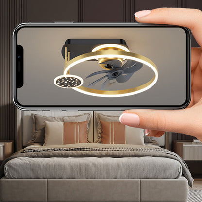 寝室用 北欧風 スクエア型 アイアン アルミ アクリル LED セミフラッシュマウント シーリングファンライト