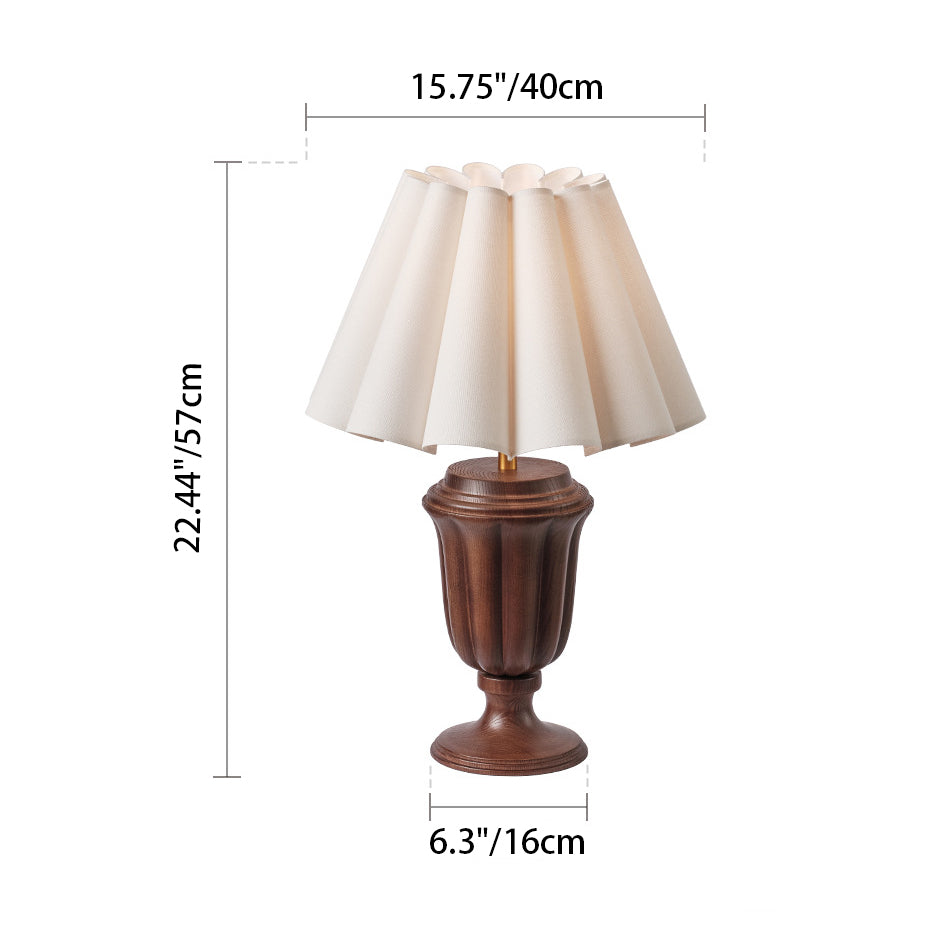 Traditional French Tapered Cotton & Linen Shade Solid Ash Wood Metal 1-Light Table Lamp for Bedroom