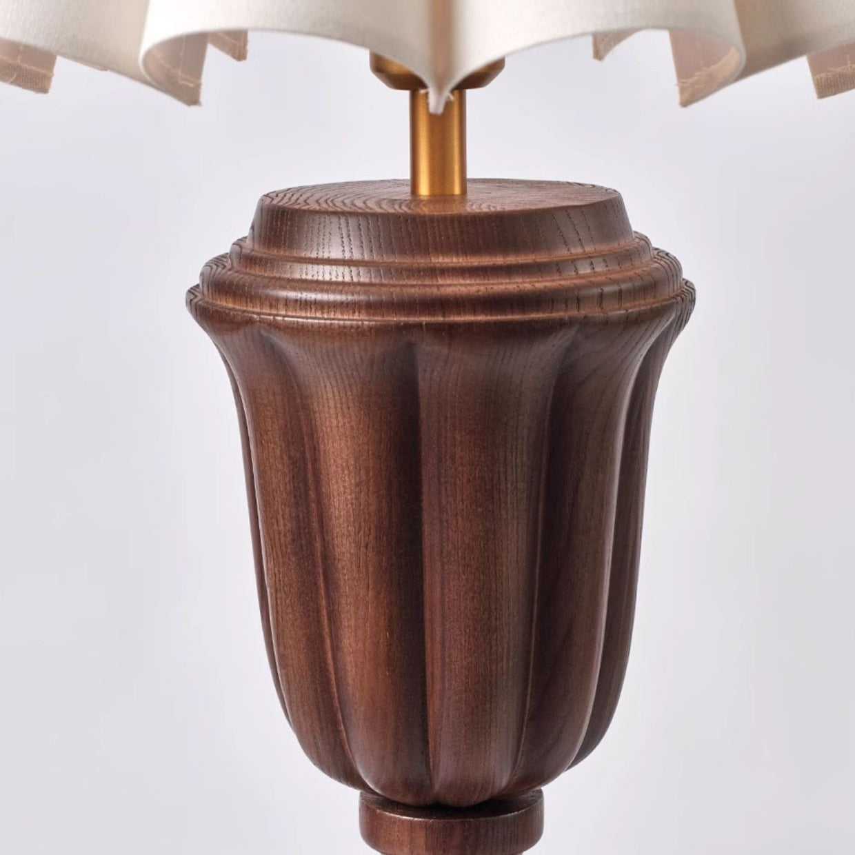 Traditional French Tapered Cotton & Linen Shade Solid Ash Wood Metal 1-Light Table Lamp for Bedroom