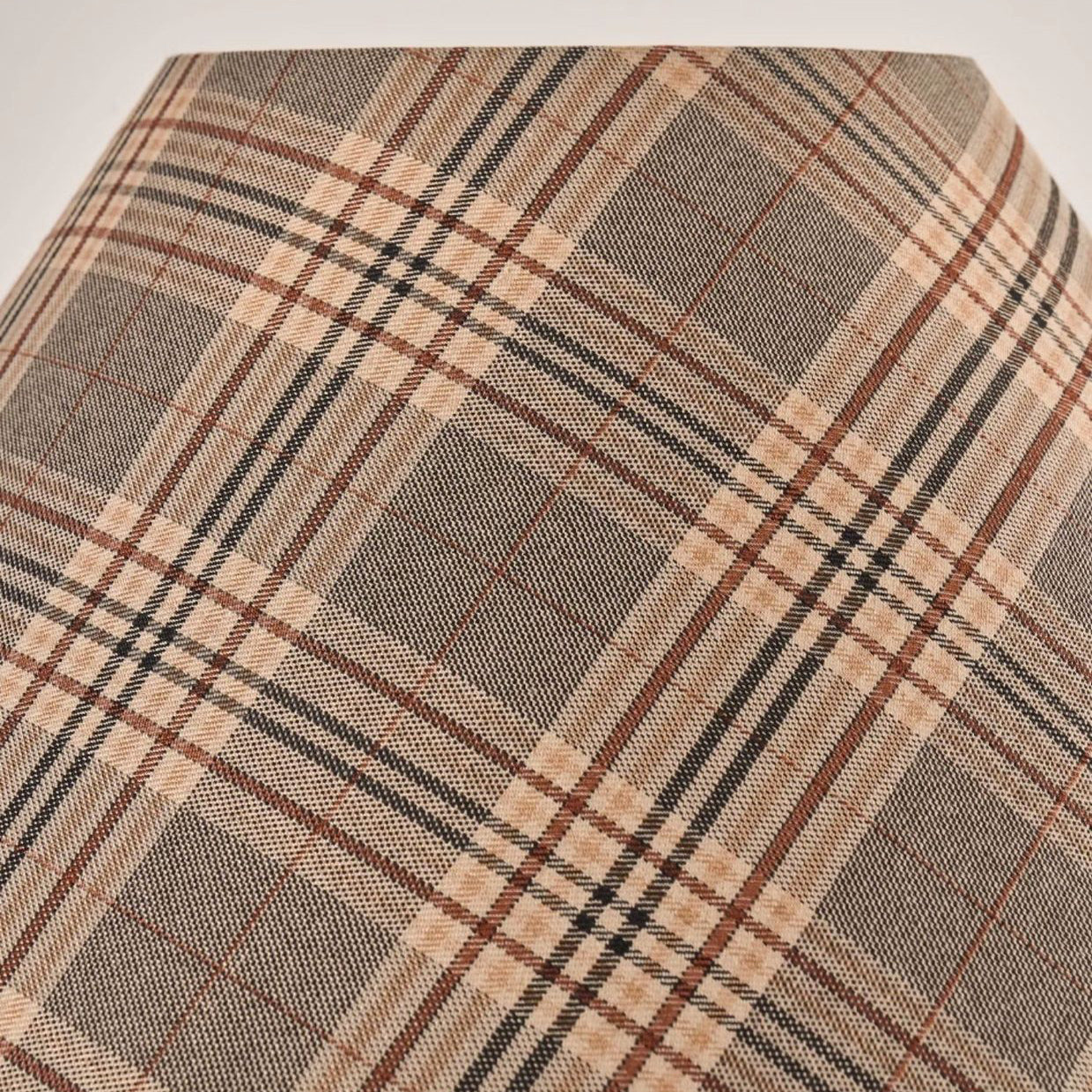 Modern Mid-Century Tapered Plaid Lampshade Ash Wood Fabric 1-Light Table Lamp for Bedroom