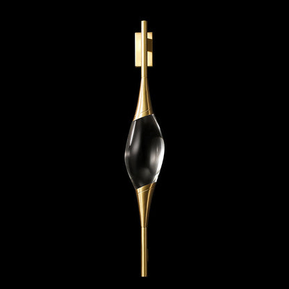 Modern Art Deco Brass Wall Sconce with Waterdrop Crystal Center