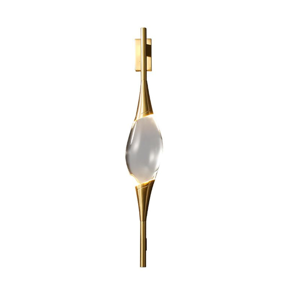 Modern Art Deco Brass Wall Sconce with Waterdrop Crystal Center