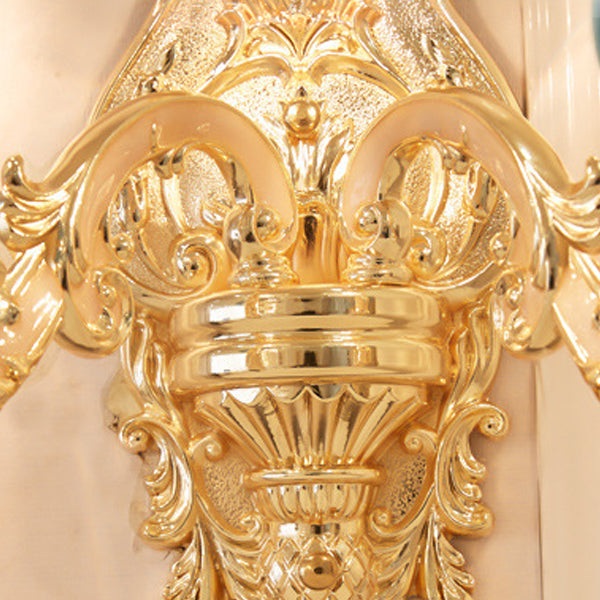 Traditional European Bowl Crystal Shade Ceramic Zinc Base Wall Sconce Lamp 1/2 Light for Bedroom