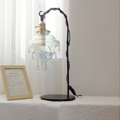 Contemporary Creative Water Drop Resin Copper Metal 1-Light Table Lamp For Bedroom