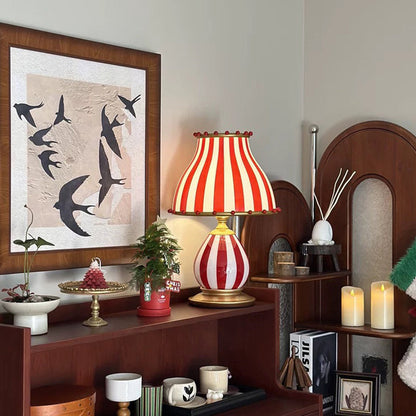 Traditional Vintage Circus Dome Resin Glass 1-Light Table Lamp For Bedroom