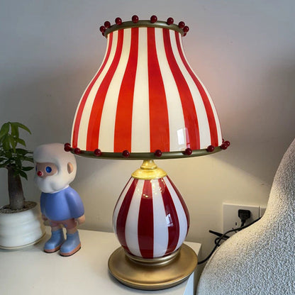 Traditional Vintage Circus Dome Resin Glass 1-Light Table Lamp For Bedroom