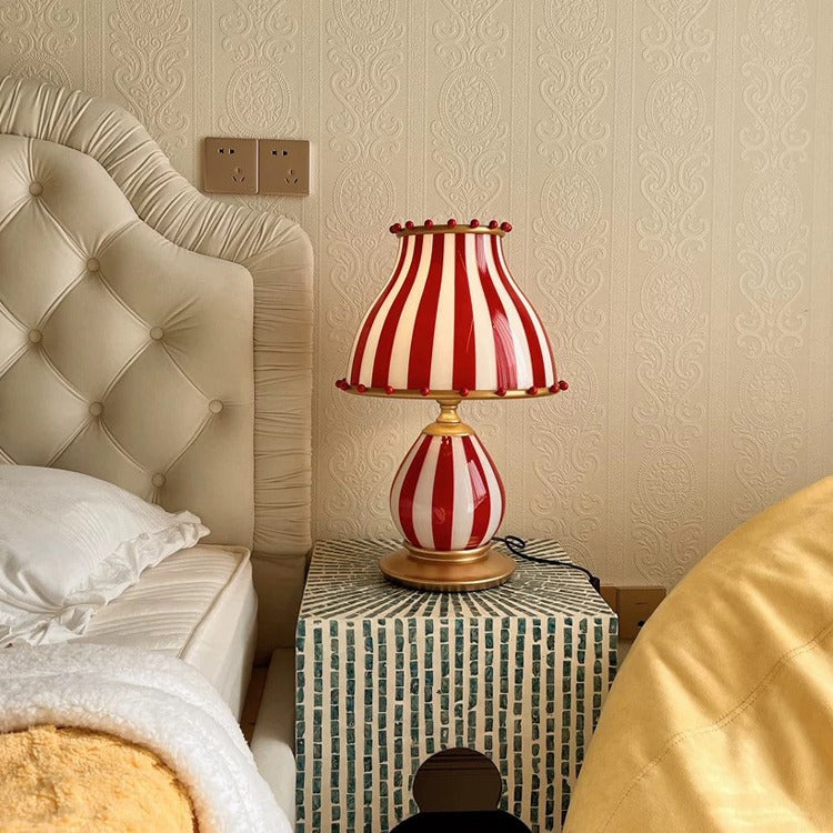 Traditional Vintage Circus Dome Resin Glass 1-Light Table Lamp For Bedroom