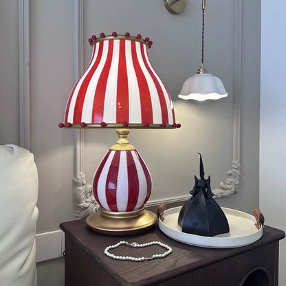 Traditional Vintage Circus Dome Resin Glass 1-Light Table Lamp For Bedroom