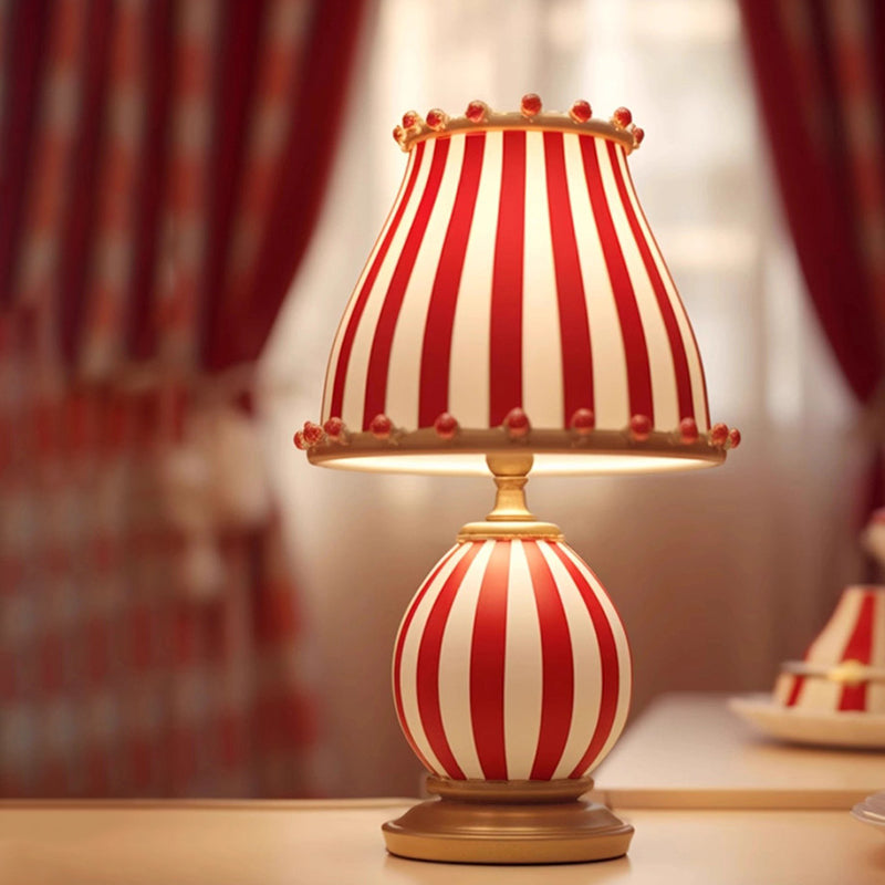 Traditional Vintage Circus Dome Resin Glass 1-Light Table Lamp For Bedroom
