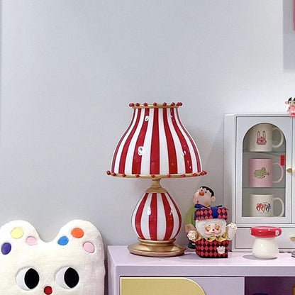 Traditional Vintage Circus Dome Resin Glass 1-Light Table Lamp For Bedroom