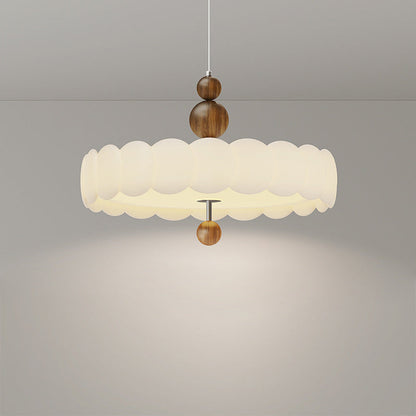 Traditional French Round Iron PE LED Pendant Light For Living Room